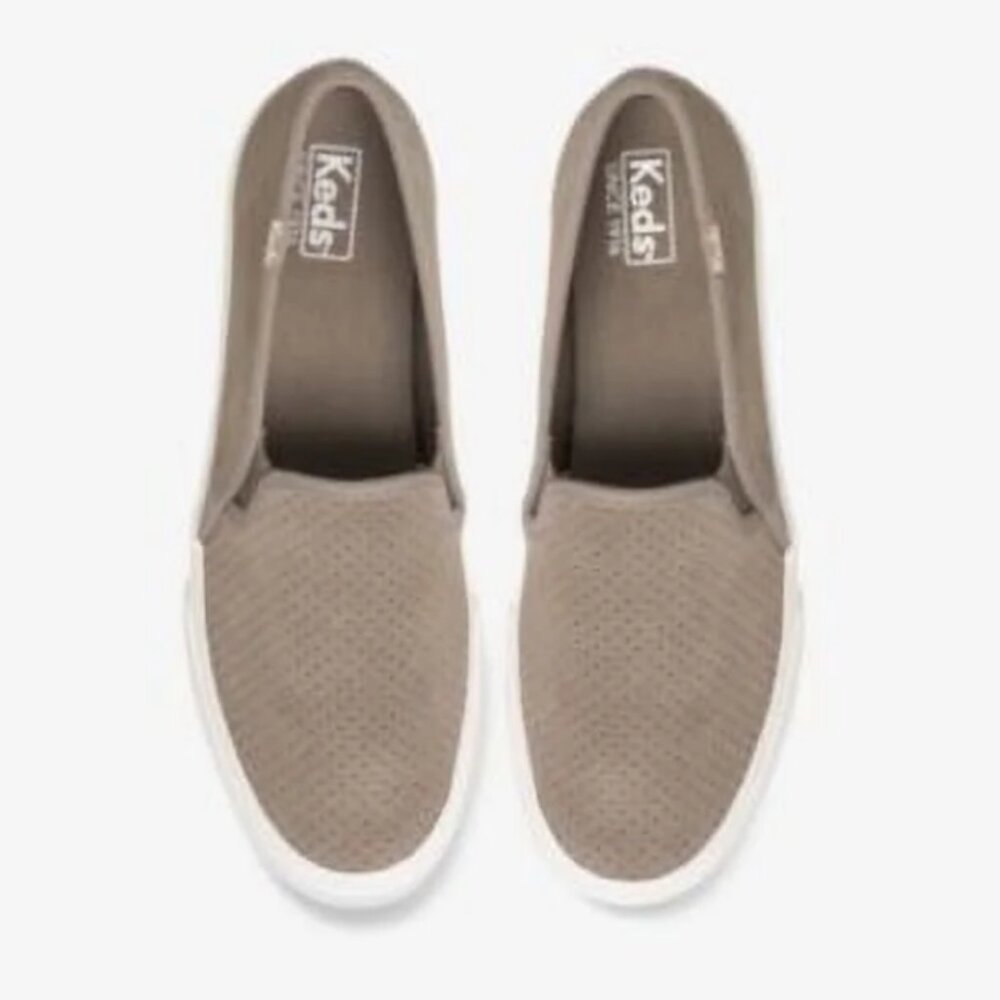 Womens Keds Double Decker Perf Suede Slip On Sneaker, Size 9.5B, Taupe